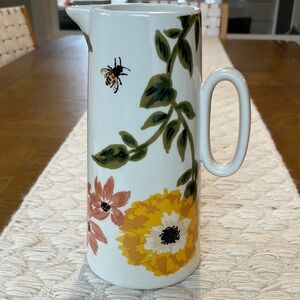NWOT Tag Floral Bee Pitcher with Yellow and Green Accents